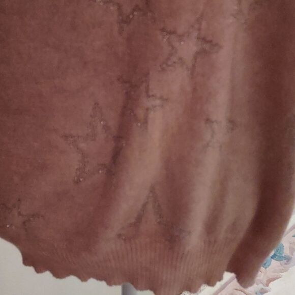 New Scandal‎ Women's Size M Top Boho Ombre Dusty Rose Pink Metallic Star Print - Picture 3 of 6
